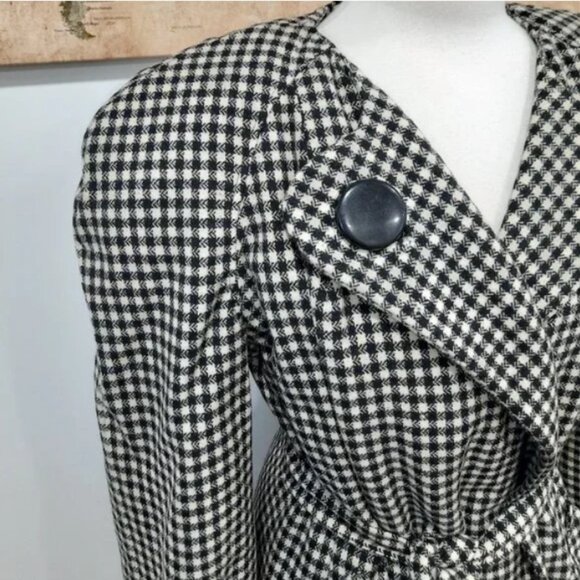 Vtg 50s unique wool gingham coat - Picture 2 of 10
